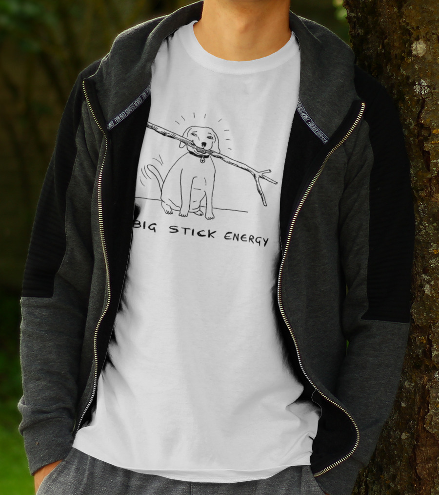 BIG STICK ENERGY Dog Holding Branch T-Shirt