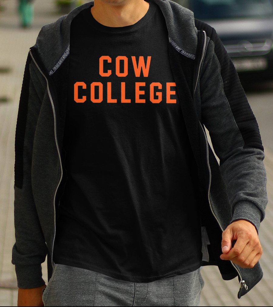 Cow College Bold Orange Text T-Shirt