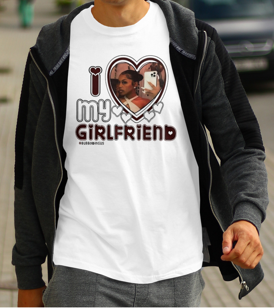 I Love My Girlfriend Heart Photo Bubblydingus T-Shirt
