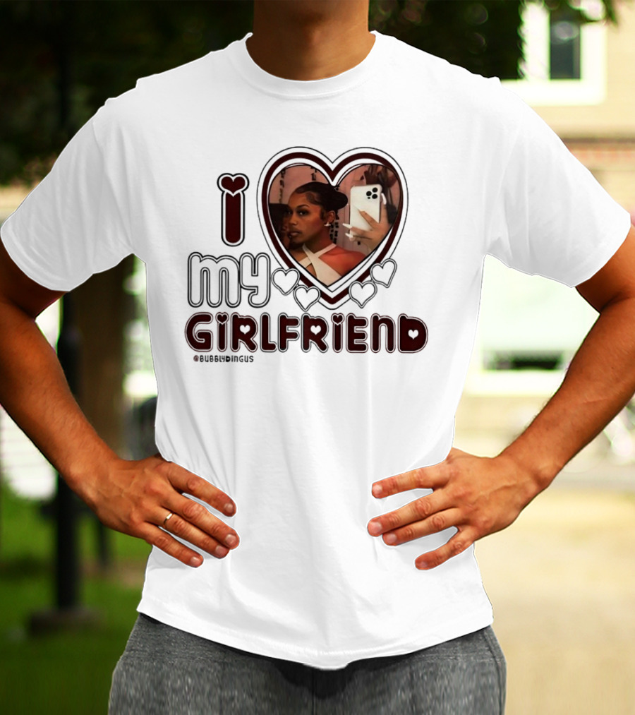 I Love My Girlfriend Heart Photo Bubblydingus T-Shirt