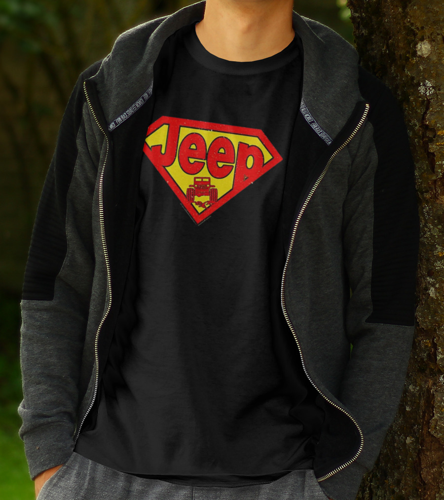 Jeep Super Red Yellow Emblem Superman Style 4x4 Off-Road T-Shirt