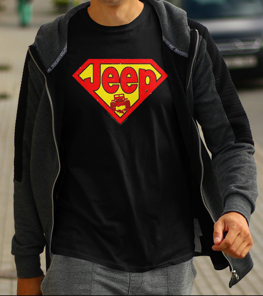 Jeep Super Red Yellow Emblem Superman Style 4x4 Off-Road T-Shirt