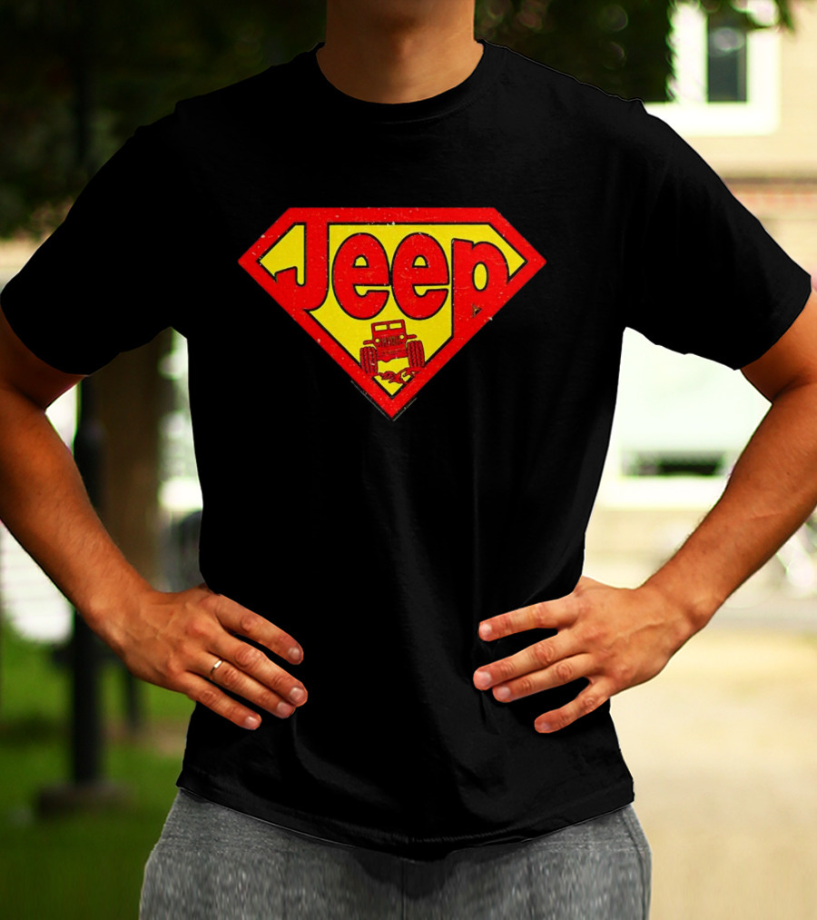 Jeep Super Red Yellow Emblem Superman Style 4x4 Off-Road T-Shirt