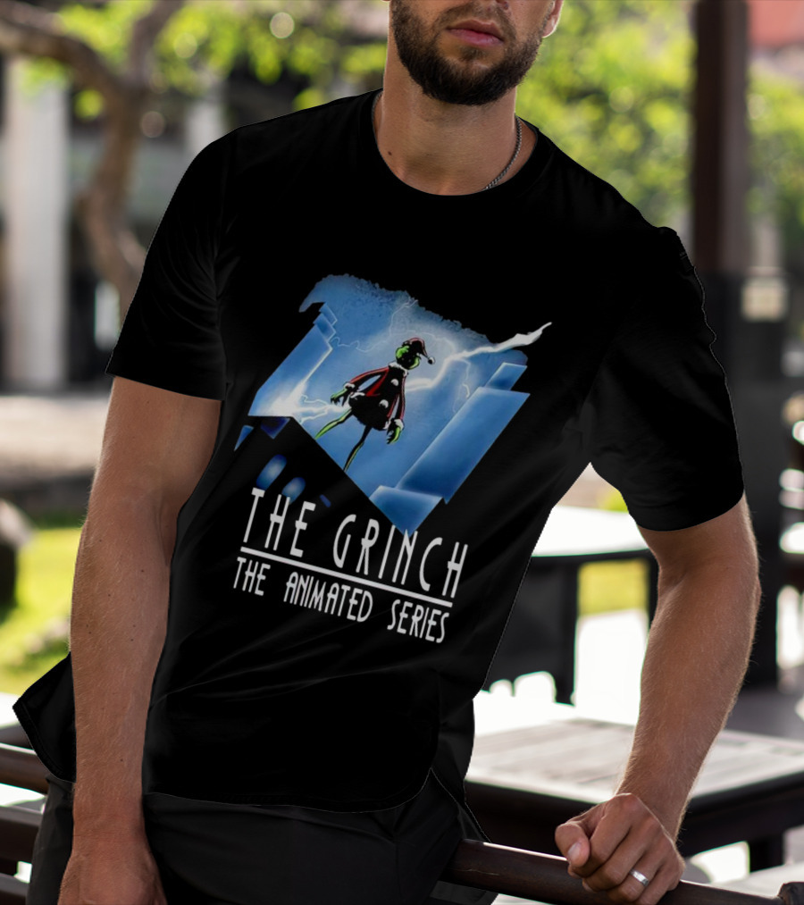 The Grinch Striking Pose Under Lightning In The Animated Series T-Shirt