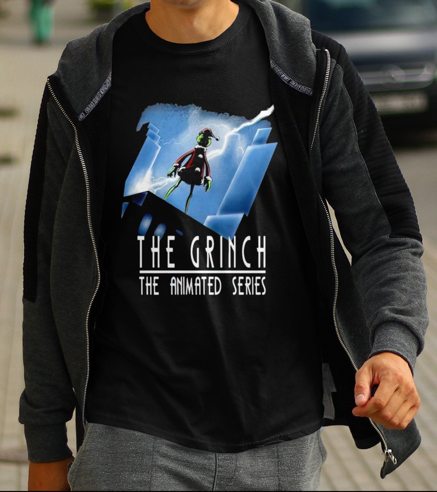 The Grinch Striking Pose Under Lightning In The Animated Series T-Shirt