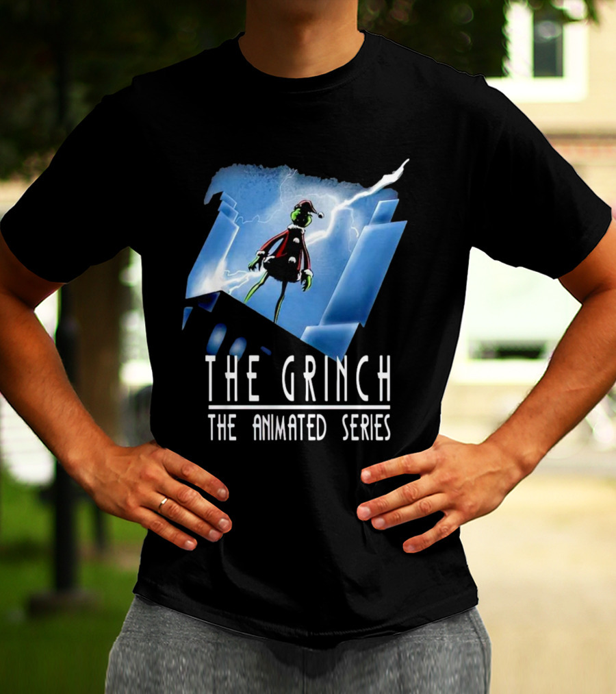 The Grinch Striking Pose Under Lightning In The Animated Series T-Shirt