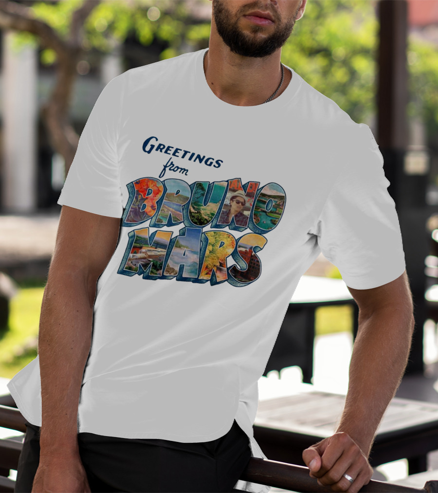 Greetings From Bruno Mars Island Escape Postcard T-Shirt