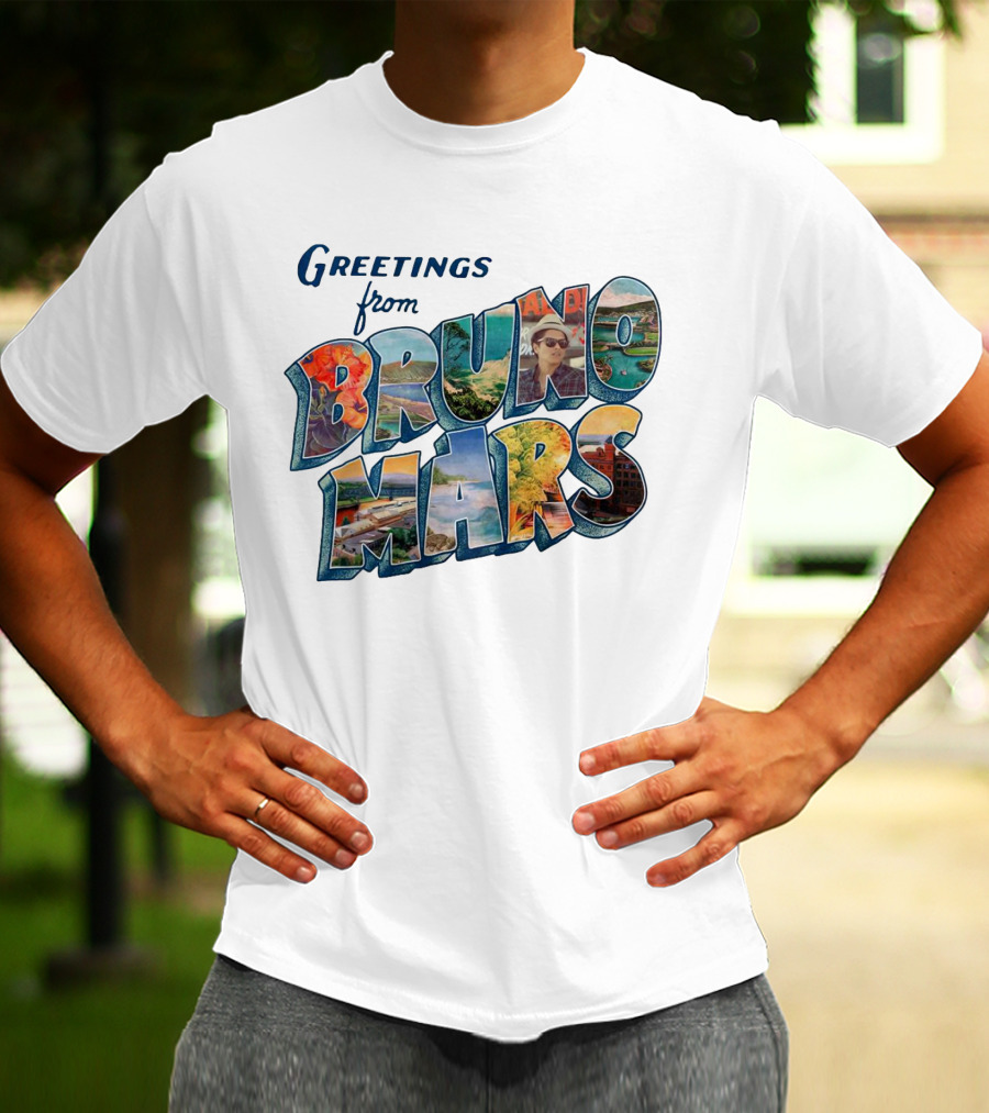 Greetings From Bruno Mars Island Escape Postcard T-Shirt