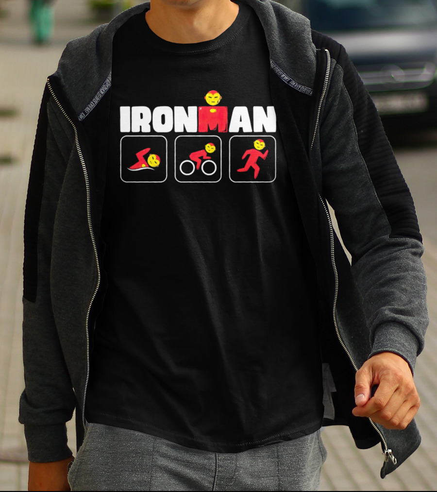 IRON MAN Triathlon Swim Bike Run Emoji Icons T-Shirt