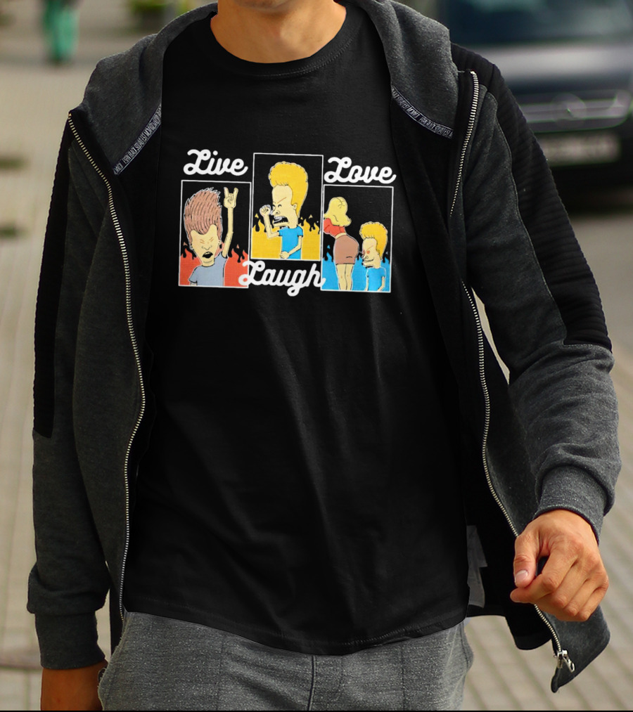 Live Laugh Love Beavis And Butt-Head Rock Band Comedy T-Shirt