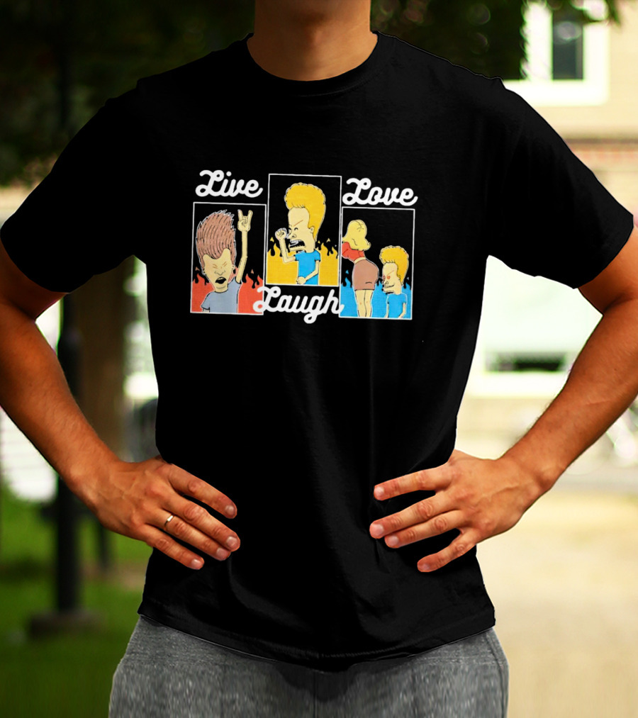 Live Laugh Love Beavis And Butt-Head Rock Band Comedy T-Shirt