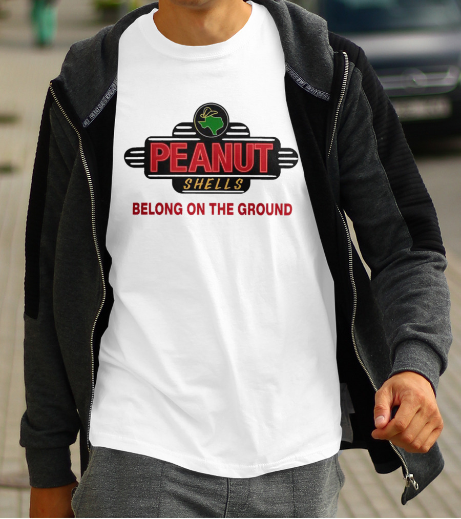 Peanut Shells Belong On The Ground With Dinosaur T-Shirt