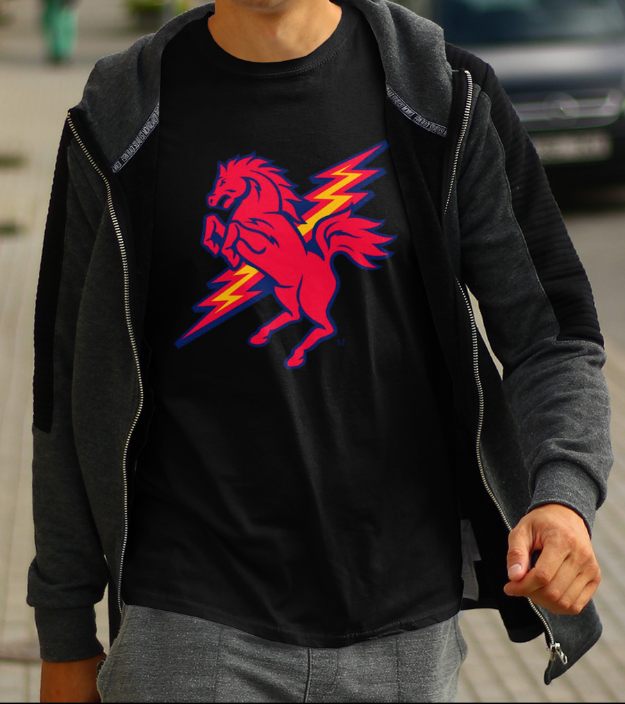 St. John's Red Storm Thunder Horse Lightning Bolt T-Shirt