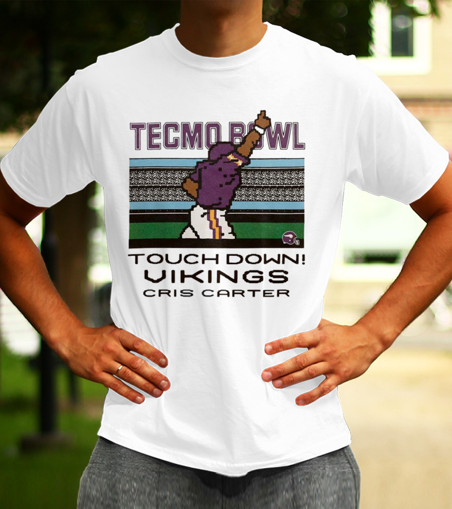Tecmo Bowl Touch Down Vikings Cris Carter Retro Pixel T-Shirt