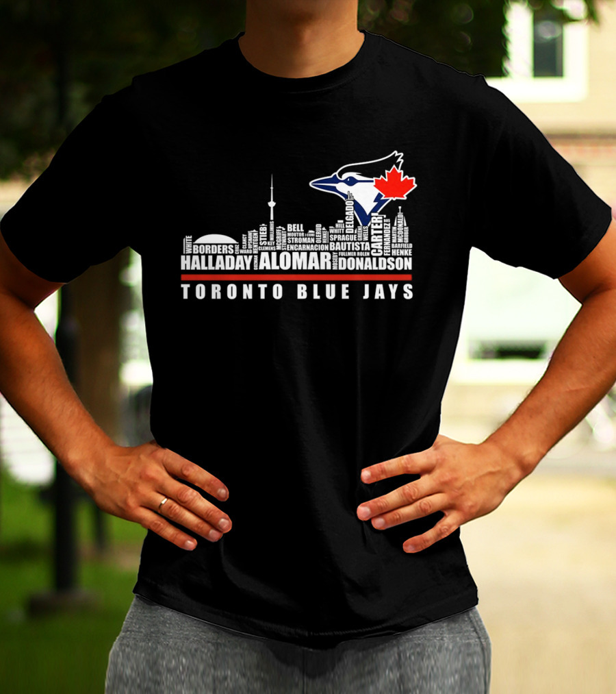 Toronto Blue Jays Skyline Names Halladay Alomar Carter Donaldson Toronto City T-Shirt