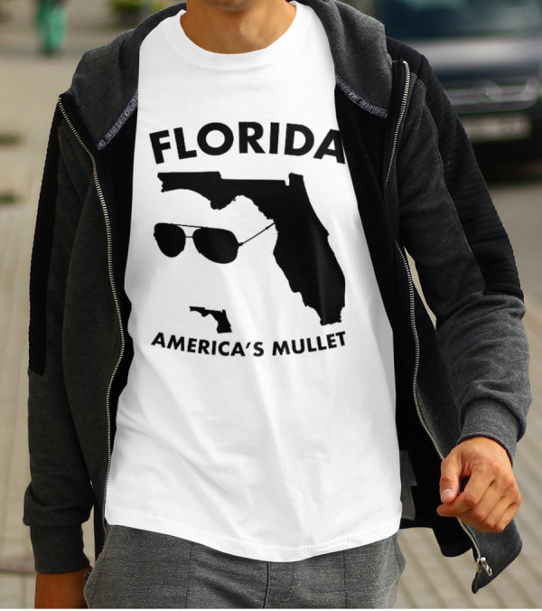 Florida America's Mullet Sunglasses State Outline T-Shirt