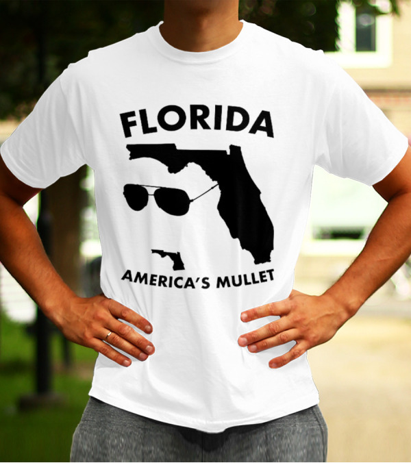 Florida America's Mullet Sunglasses State Outline T-Shirt