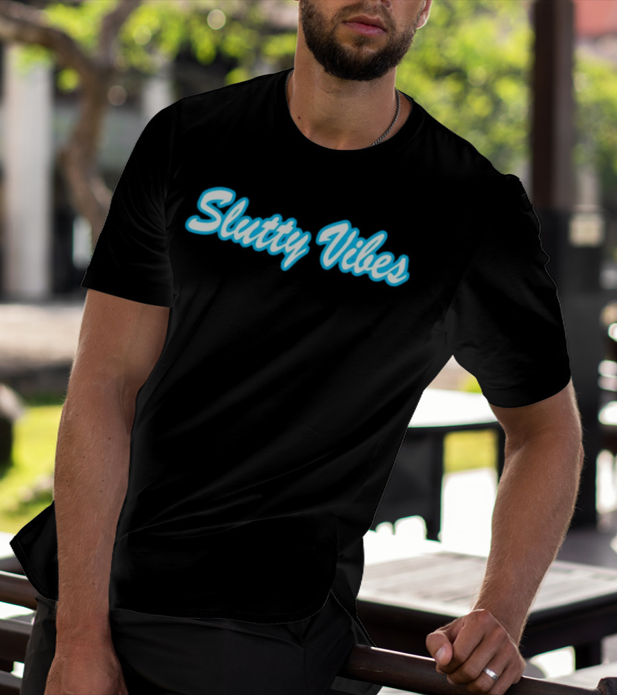 Slutty Vibes Neon Text T-Shirt