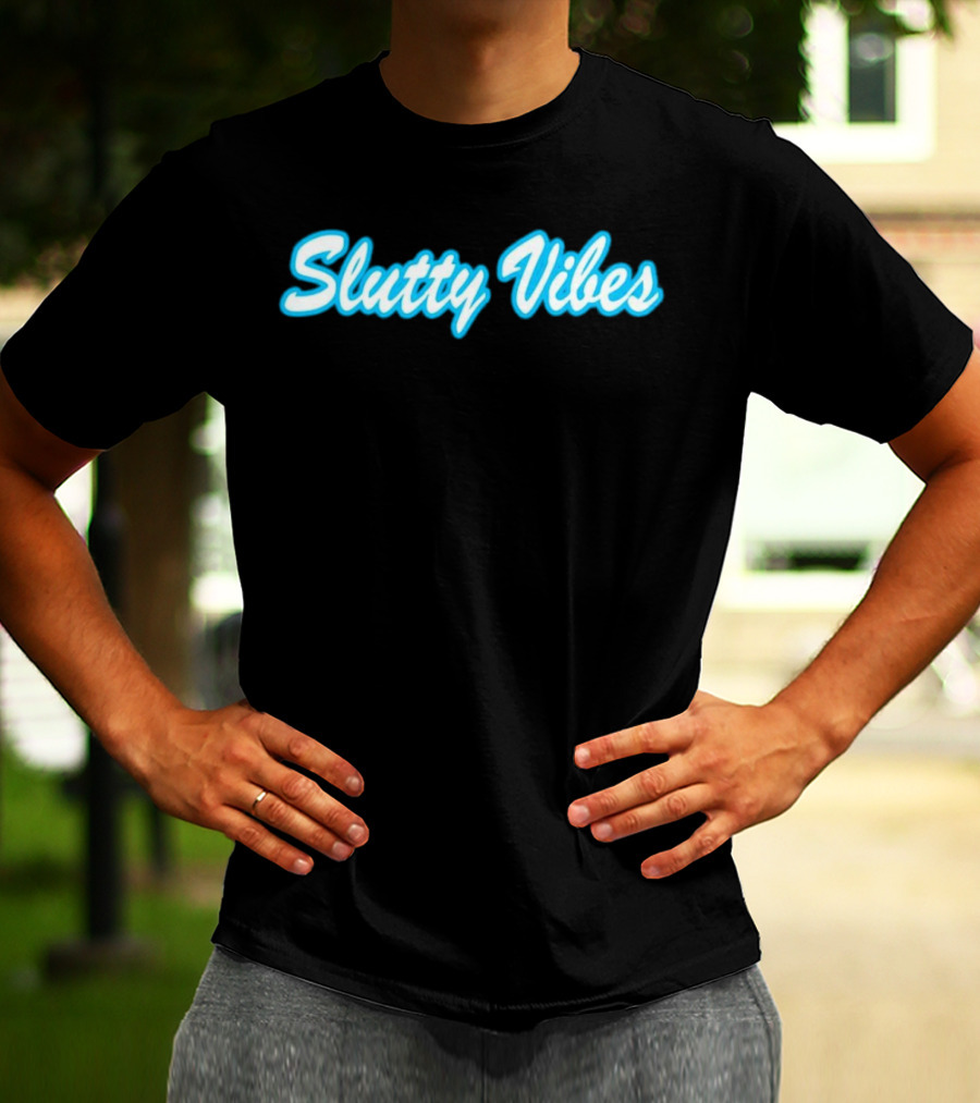 Slutty Vibes Neon Text T-Shirt