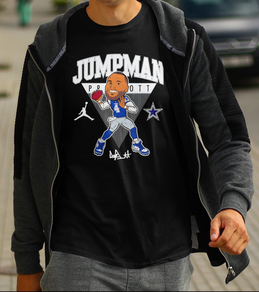 Jumpman Prescott Dak Prescott Dallas Cowboys 4 Signature Football Star T-Shirt