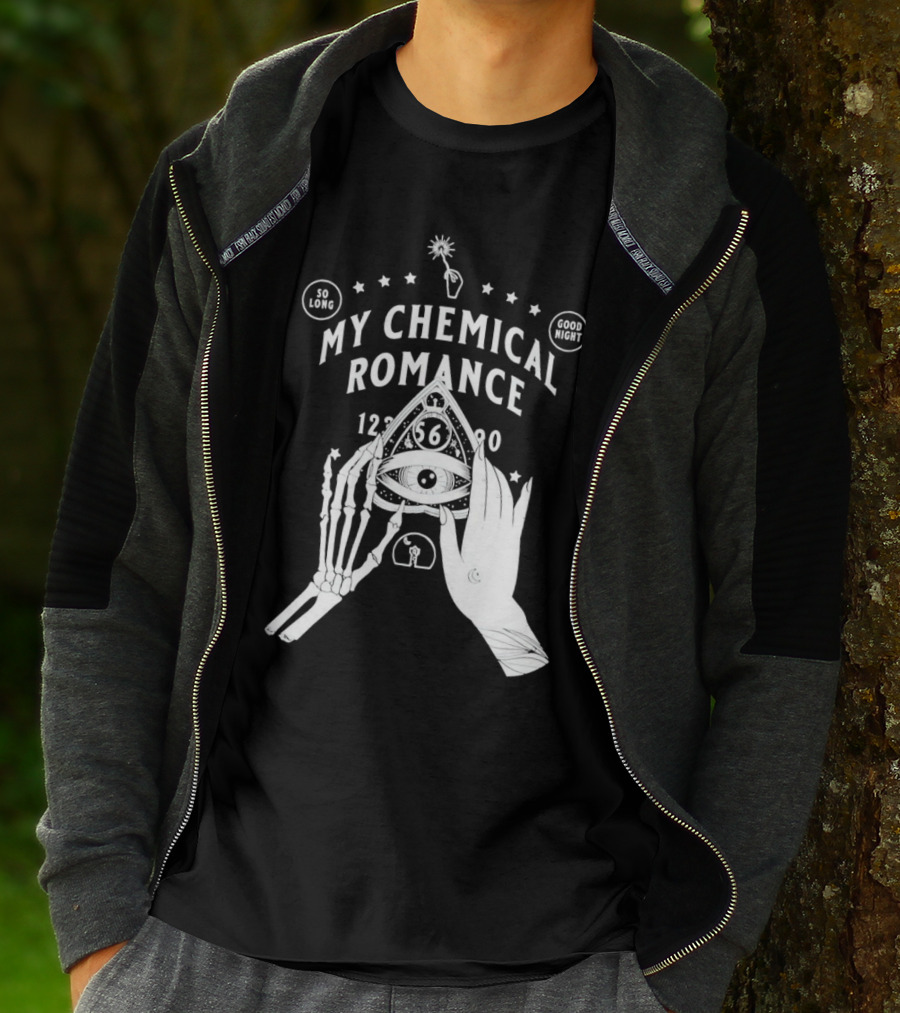 My Chemical Romance Ouija Planchette So Long Good Night Skeleton Hand 1234567890 T-Shirt