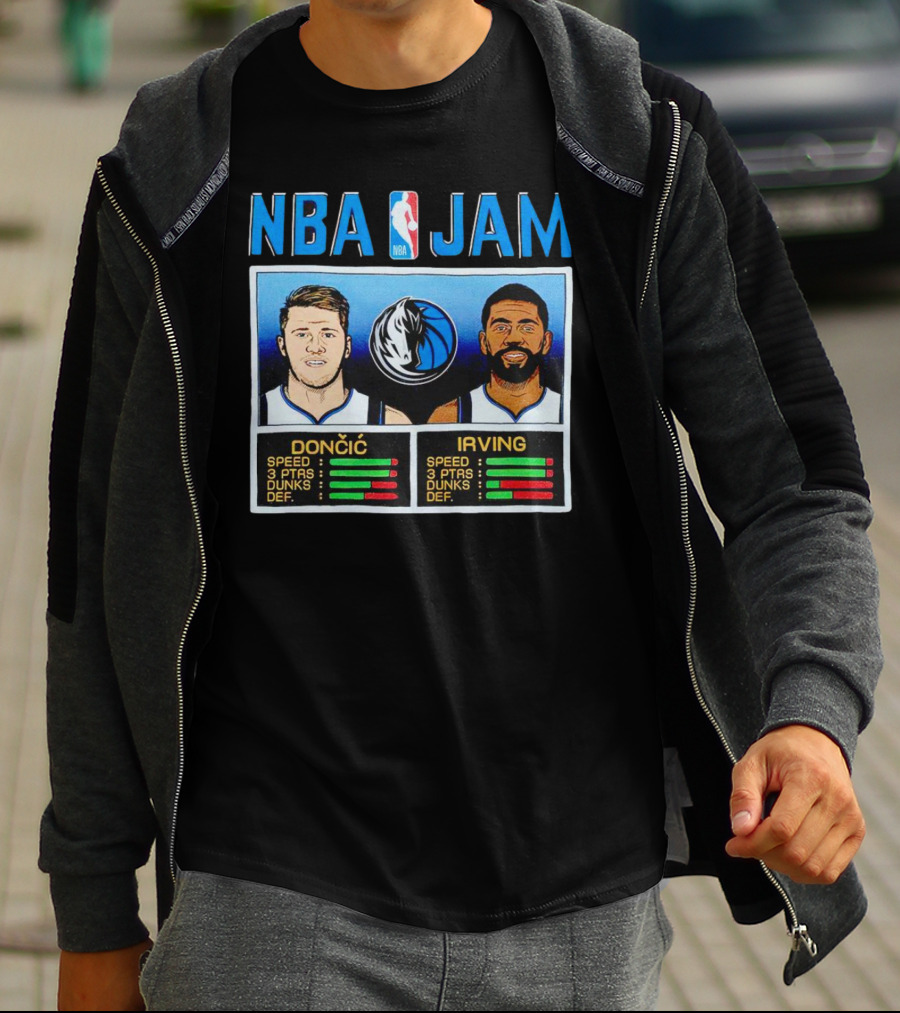 NBA Jam Mavericks Luka Dončić Kyrie Irving Stats T-Shirt
