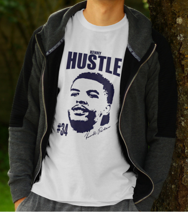 Kenny Hustle Kenrich Williams #34 Signed Face T-Shirt