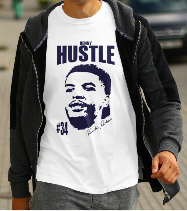 Kenny Hustle Kenrich Williams #34 Signed Face T-Shirt