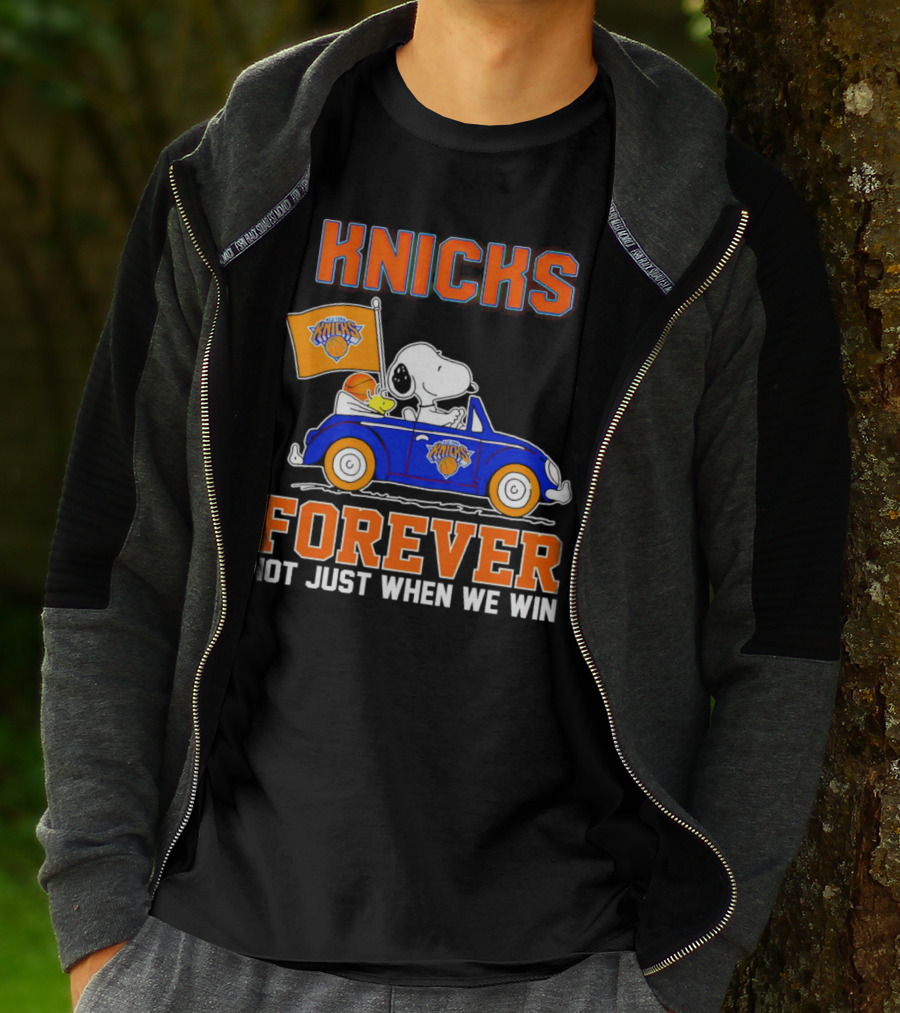 Knicks Forever Snoopy And Woodstock Driving Car Not Just When We Win T-Shirt
