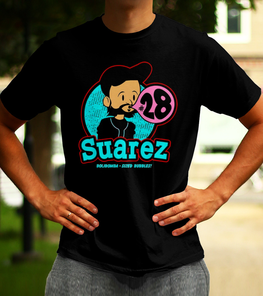 Suarez #28 Bolibomba Sized Bubbles Cartoon Cincinnati Reds Bubblegum T-Shirt