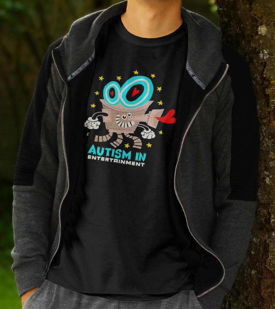 Autism In Entertainment Starry-Eyed Robot With Heart Projector T-Shirt