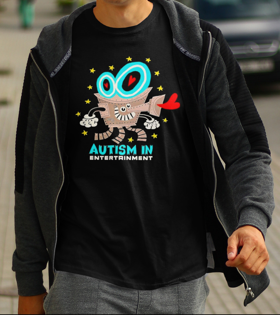Autism In Entertainment Starry-Eyed Robot With Heart Projector T-Shirt