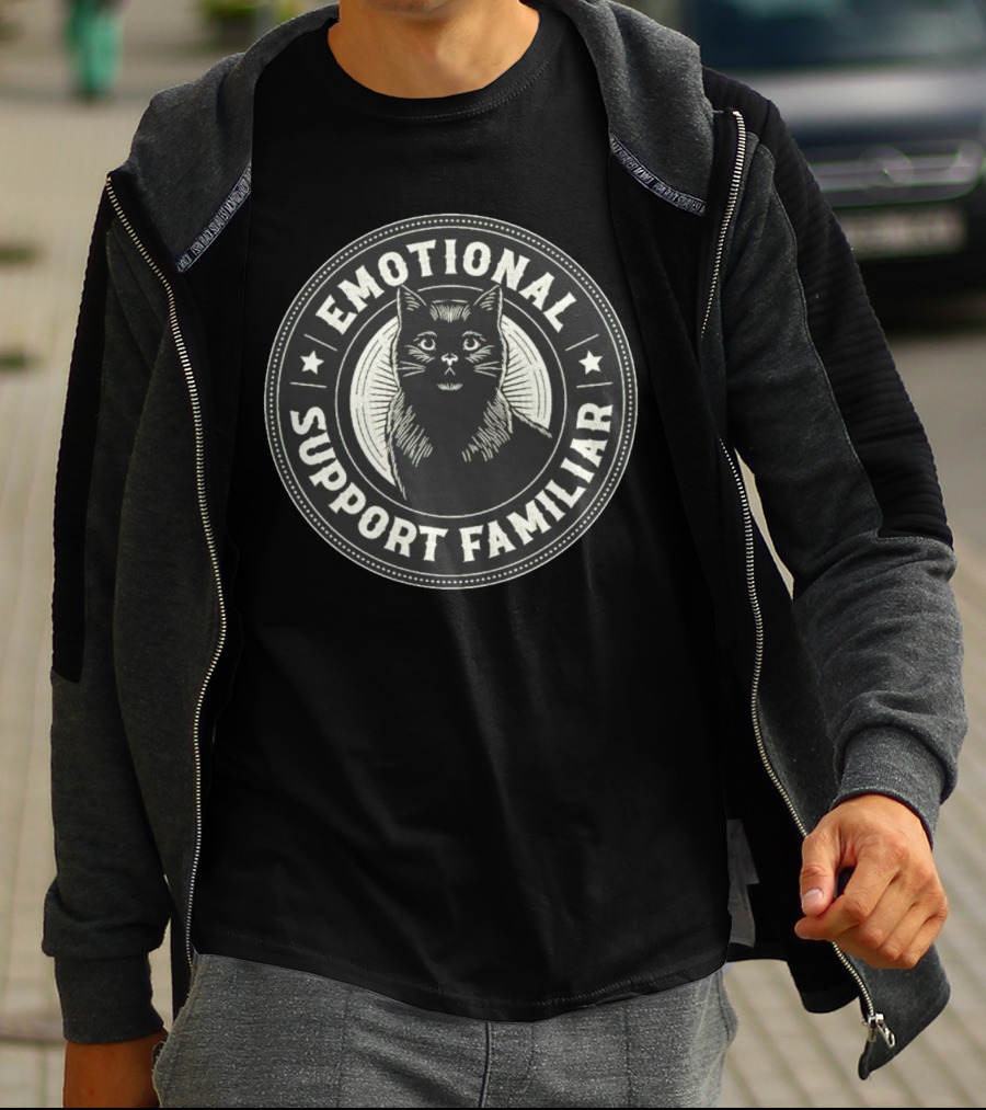 Emotional Support Familiar Black Cat T-Shirt