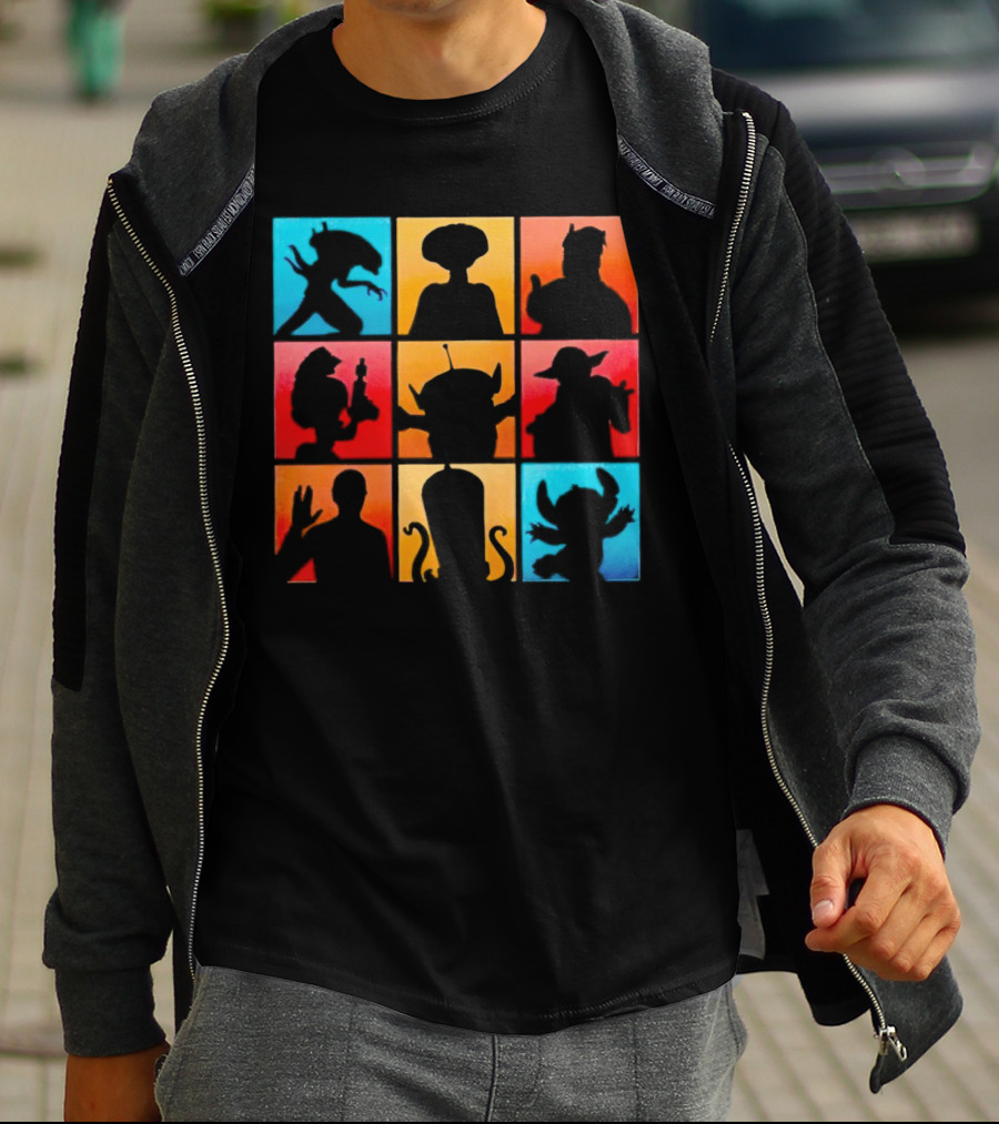 The Alien Gang Iconic Pop Culture Sci-Fi Silhouettes Compilation T-Shirt