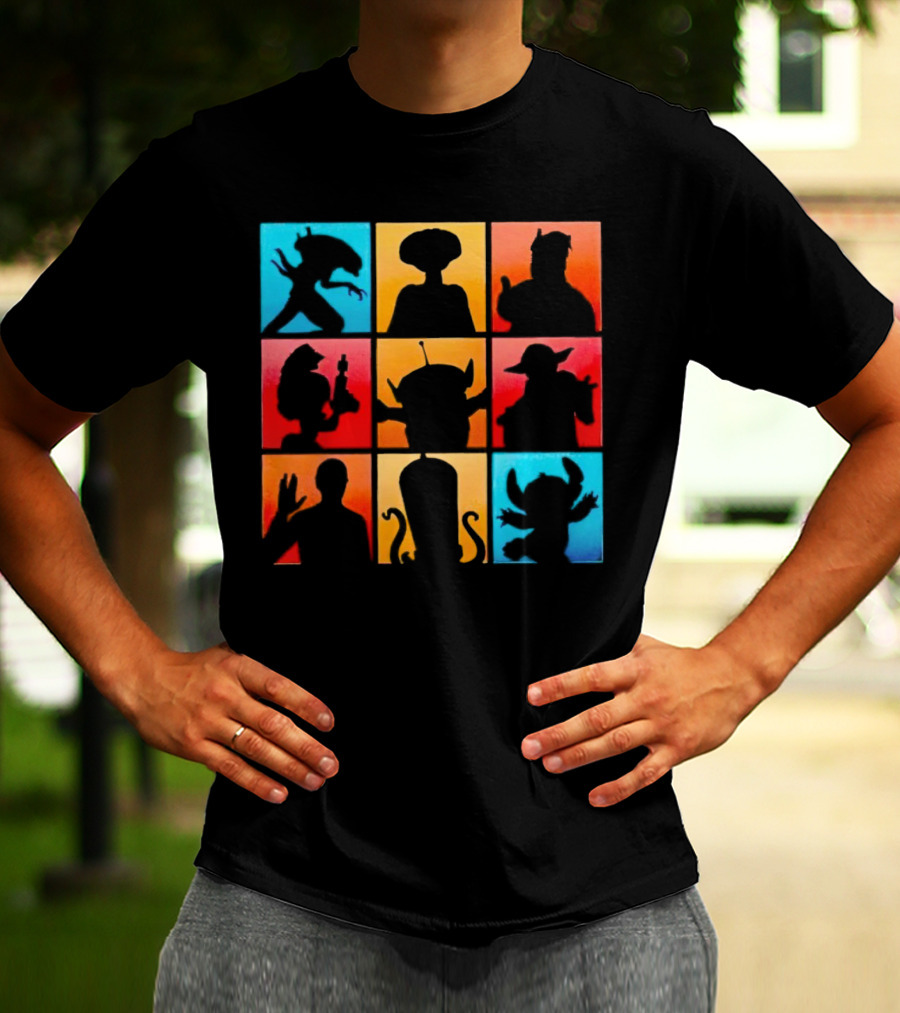 The Alien Gang Iconic Pop Culture Sci-Fi Silhouettes Compilation T-Shirt