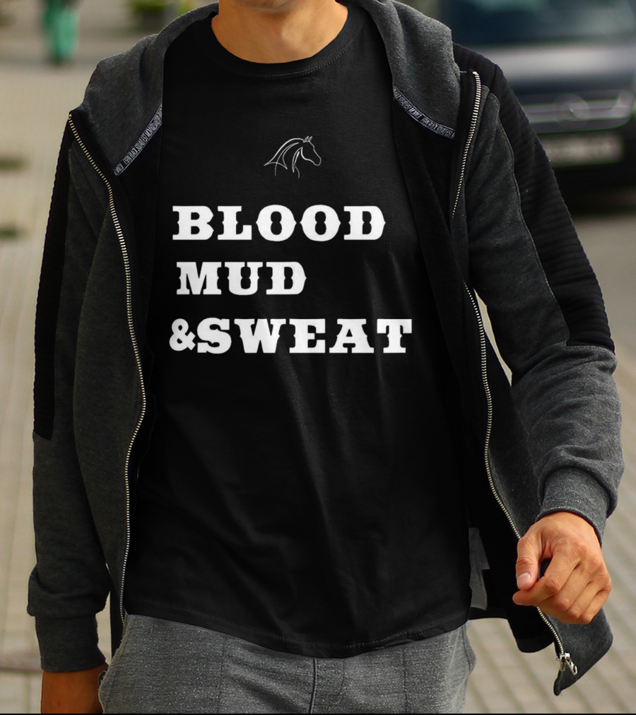 Blood Mud And Sweat Thoroughbred Horse Head T-Shirt