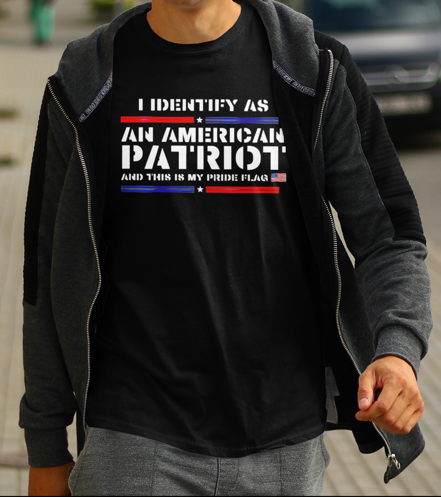 I Identify As An American Patriot And This Is My Pride Flag With Stars And Stripes Icons T-Shirt