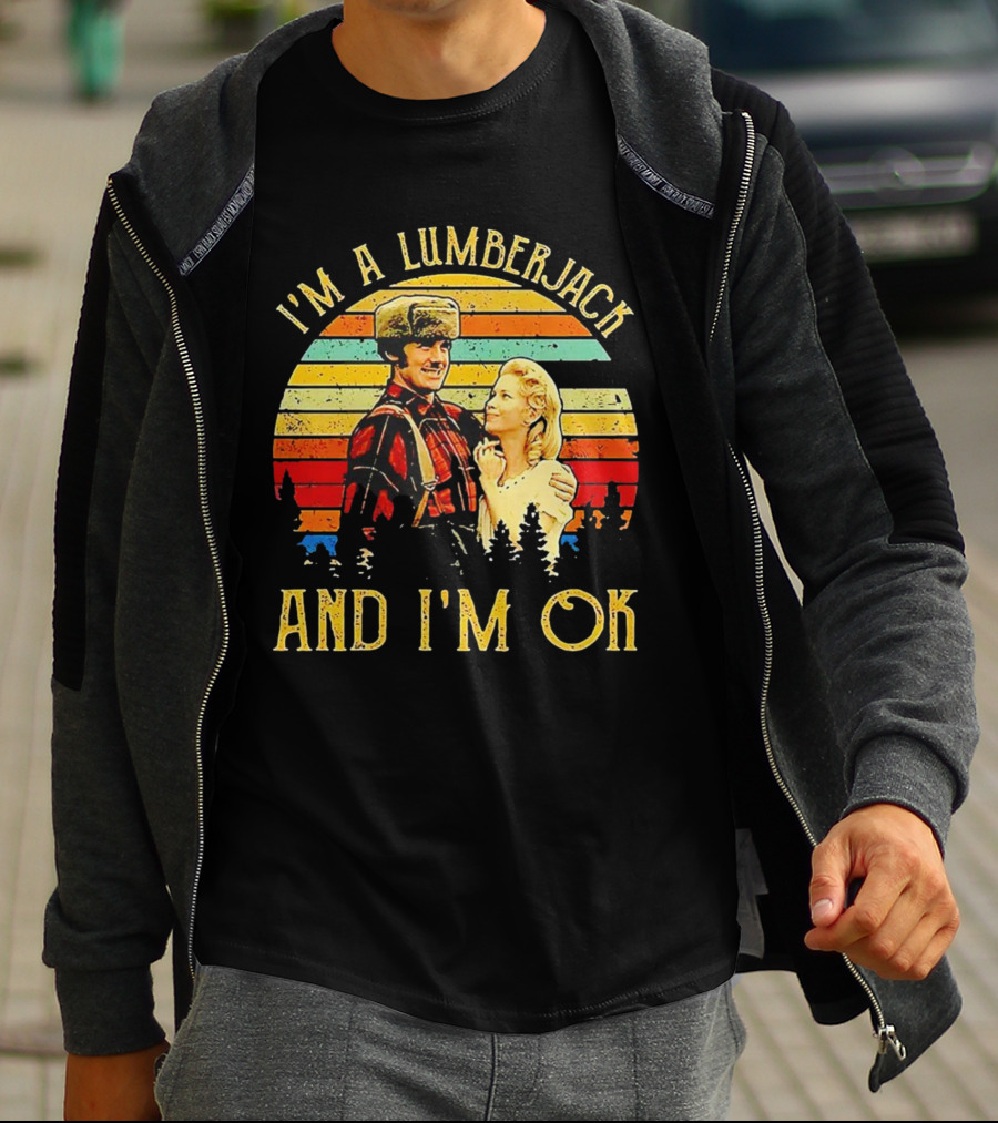 I'm A Lumberjack And I'm OK Vintage Retro T-Shirt