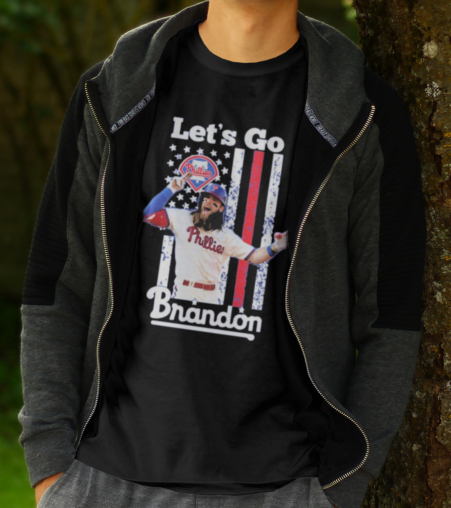 Philadelphia Phillies Let’s Go Brandon Baseball American Flag Stars Stripes T-Shirt