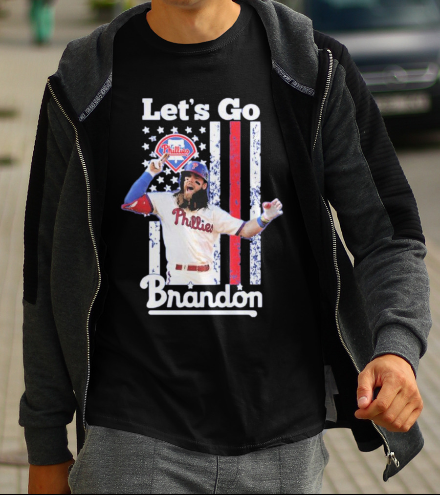 Philadelphia Phillies Let’s Go Brandon Baseball American Flag Stars Stripes T-Shirt