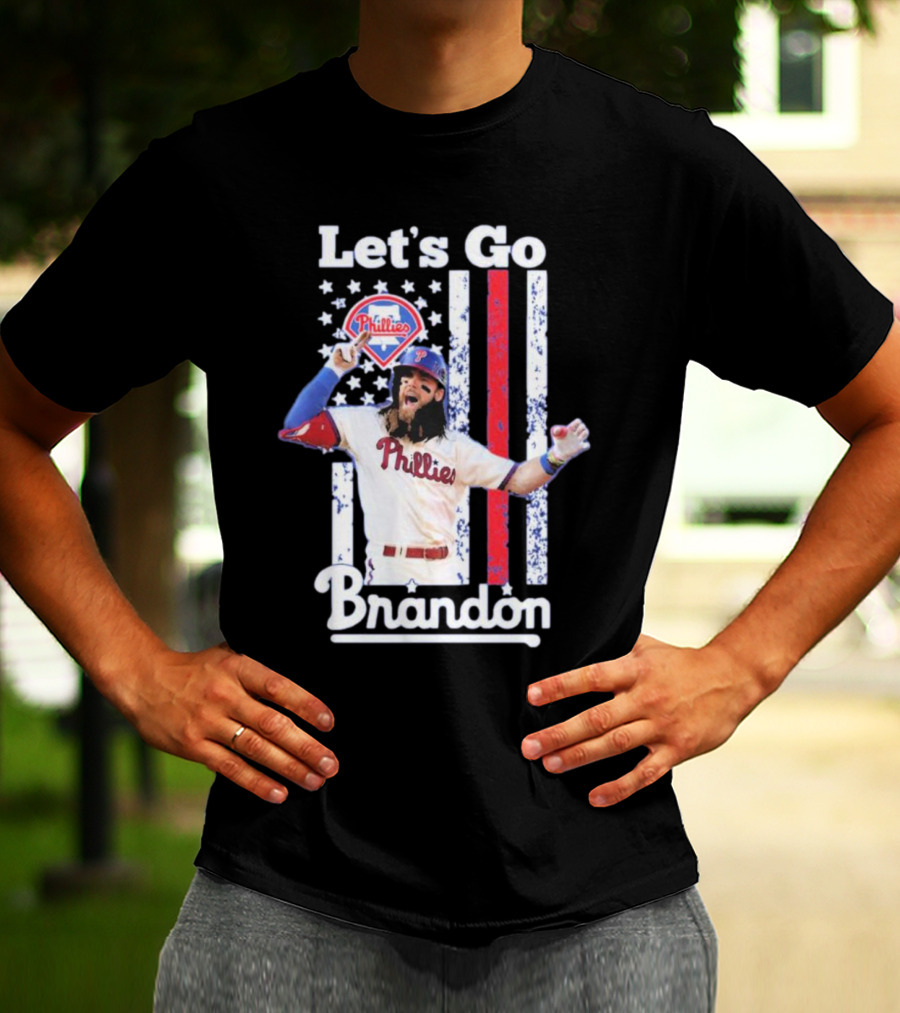 Philadelphia Phillies Let’s Go Brandon Baseball American Flag Stars Stripes T-Shirt