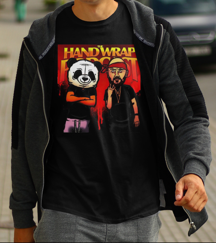 The Hand Wrap Podcast Panda Mask And Bandana Characters T-Shirt
