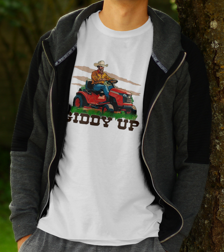 Giddy Up Cowboy On Lawn Mower T-Shirt
