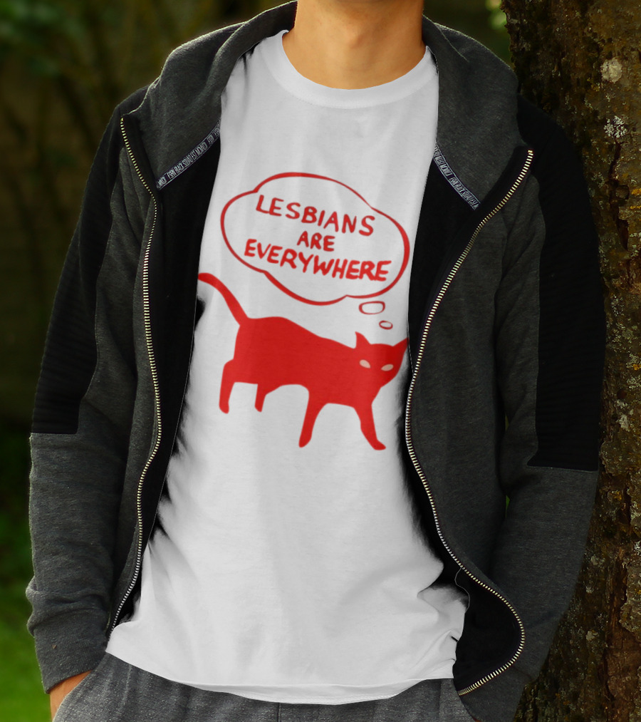 Lesbians Are Everywhere Red Cat T-Shirt