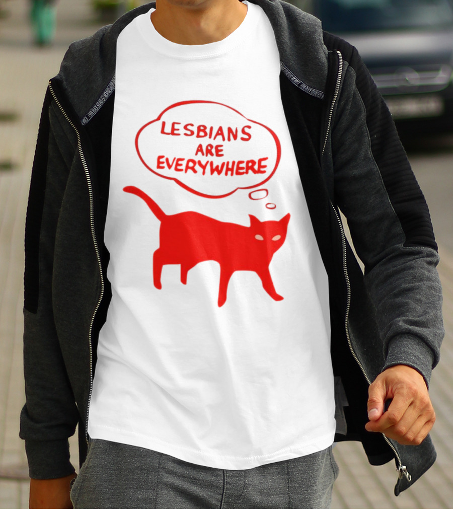Lesbians Are Everywhere Red Cat T-Shirt