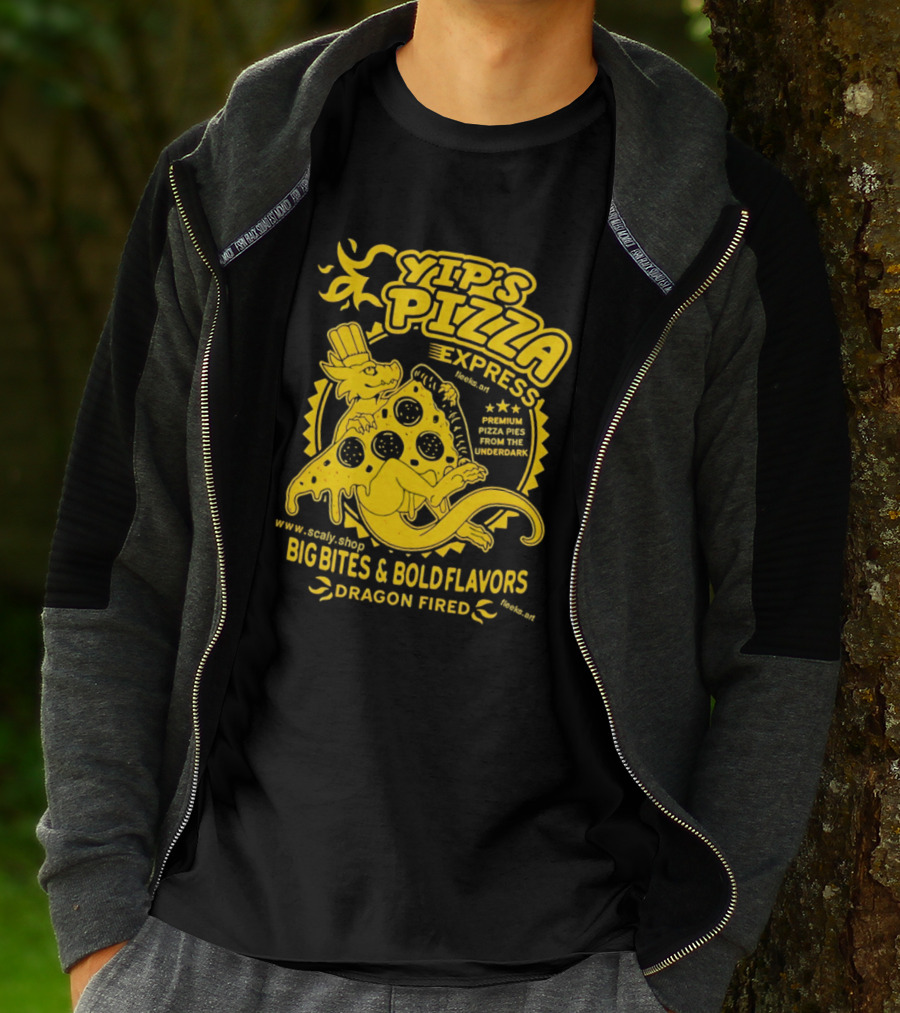 Yip's Pizza Express Dragon Fired Big Bites And Bold Flavors Premium Pizza Pies From The Underdark T-Shirt