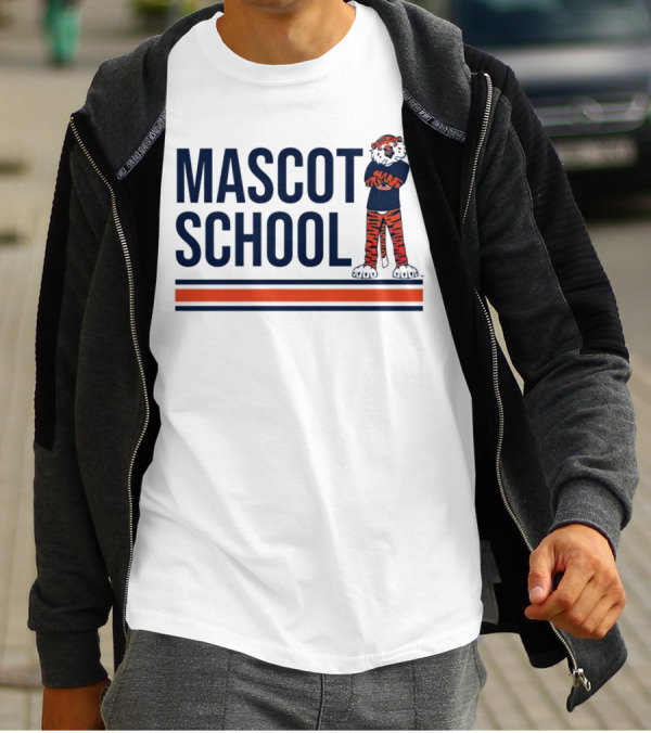 Auburn Tigers Mascot School Tiger Stripes Navy And Orange T-Shirt