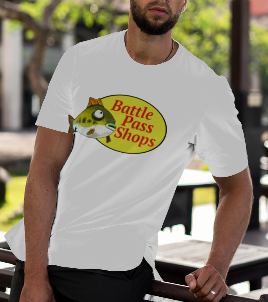 Battle Pass Shops Fish Logo Retro Inspired T-Shirt