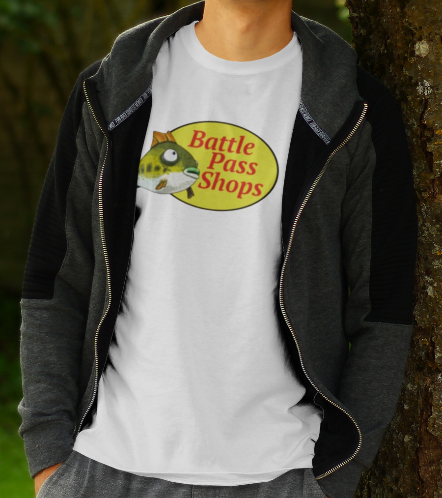 Battle Pass Shops Fish Logo Retro Inspired T-Shirt