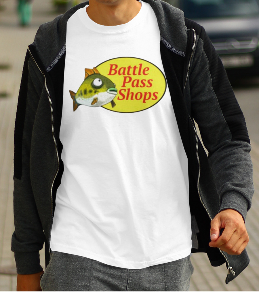 Battle Pass Shops Fish Logo Retro Inspired T-Shirt
